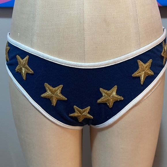 Moschino Mare Vintage Blue White Gold Stars Bikini Swim Suit - Picture 3 of 12